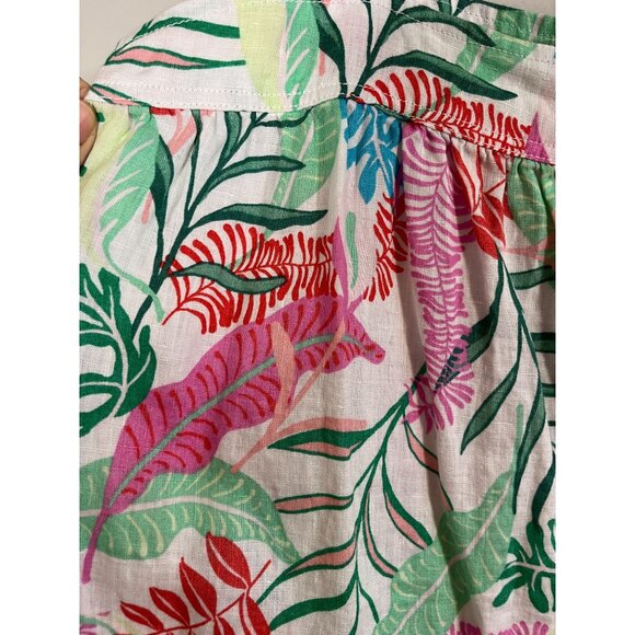 Cynthia Rowley Tropical Linen Tank Top Pink M Floral Preppy Chic Feminine Artsy - Picture 3 of 9